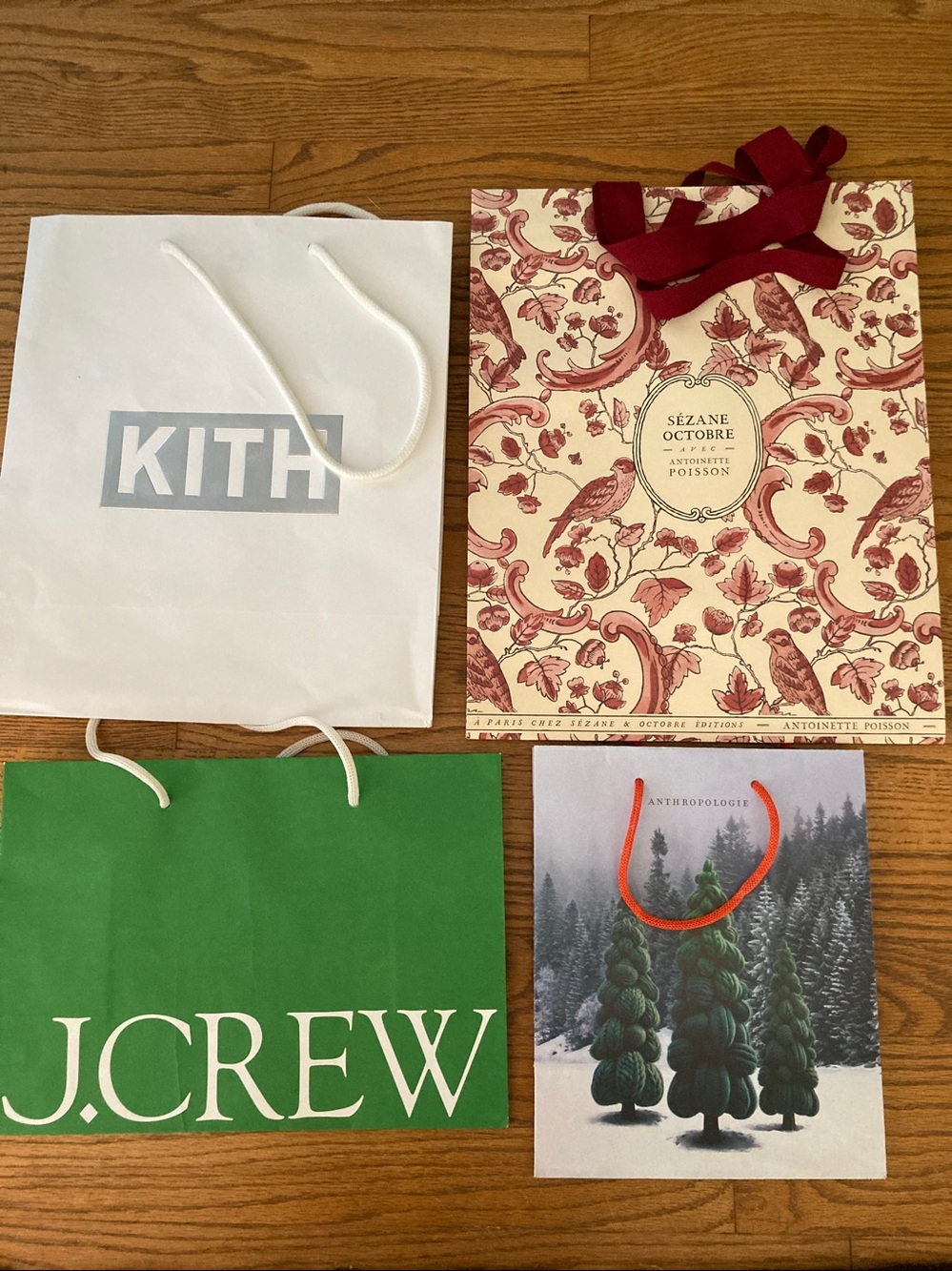 Sezane + Kith + Anthropologie + J Crew paper gift bags